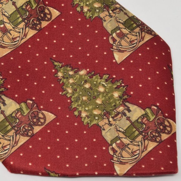 Santas Dream Silk Neck Tie Christmas Tree Gift Holiday Party Career Office Xmas - Picture 1 of 10